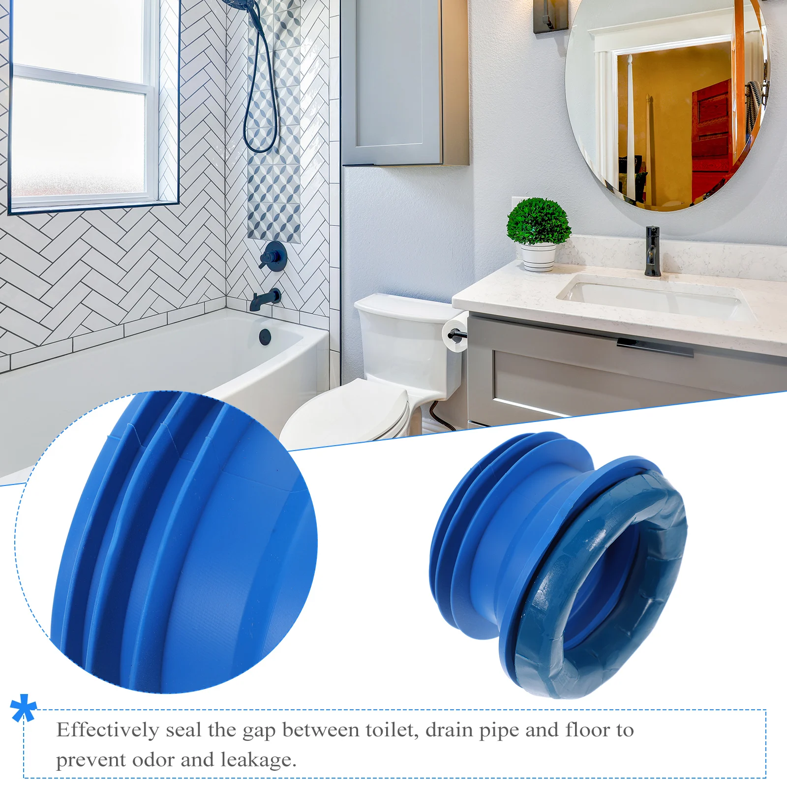

Universal Bowl Sealing Ring Rubber Odorproof Leakproof Gasket Easy Install Drain Pipe Gap Durable Bathroom Toilet Seat