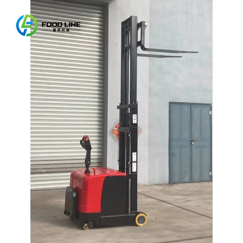 Customized electric stacker pallet lift truck solid rubber wheel outdoor yard cargo stacking for international business buyers