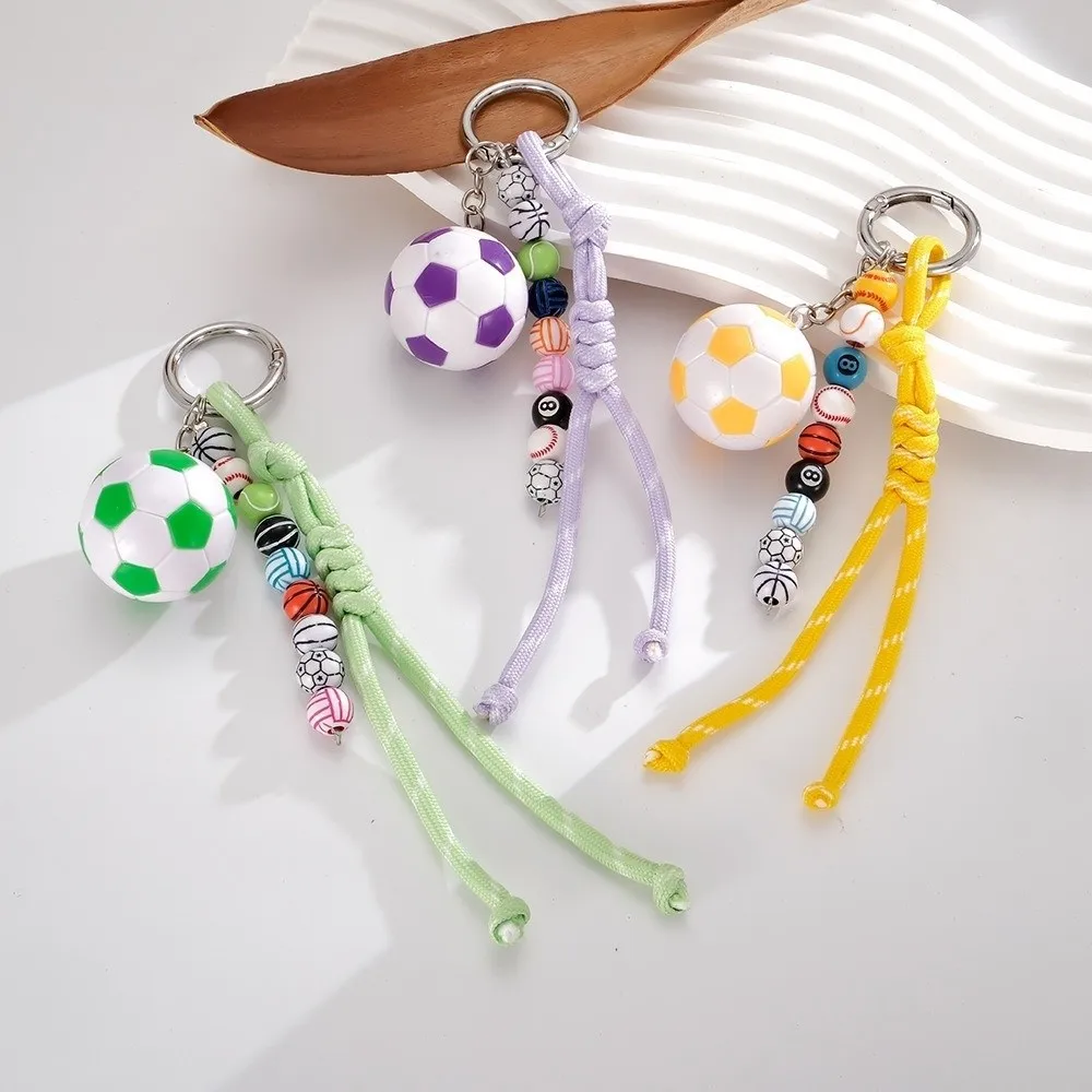 Soccer Football Keychain Y2k Woven Nylon Rope Sports Ball Keychain Non-fading Sports Ornament Sports Themed Gift Charm
