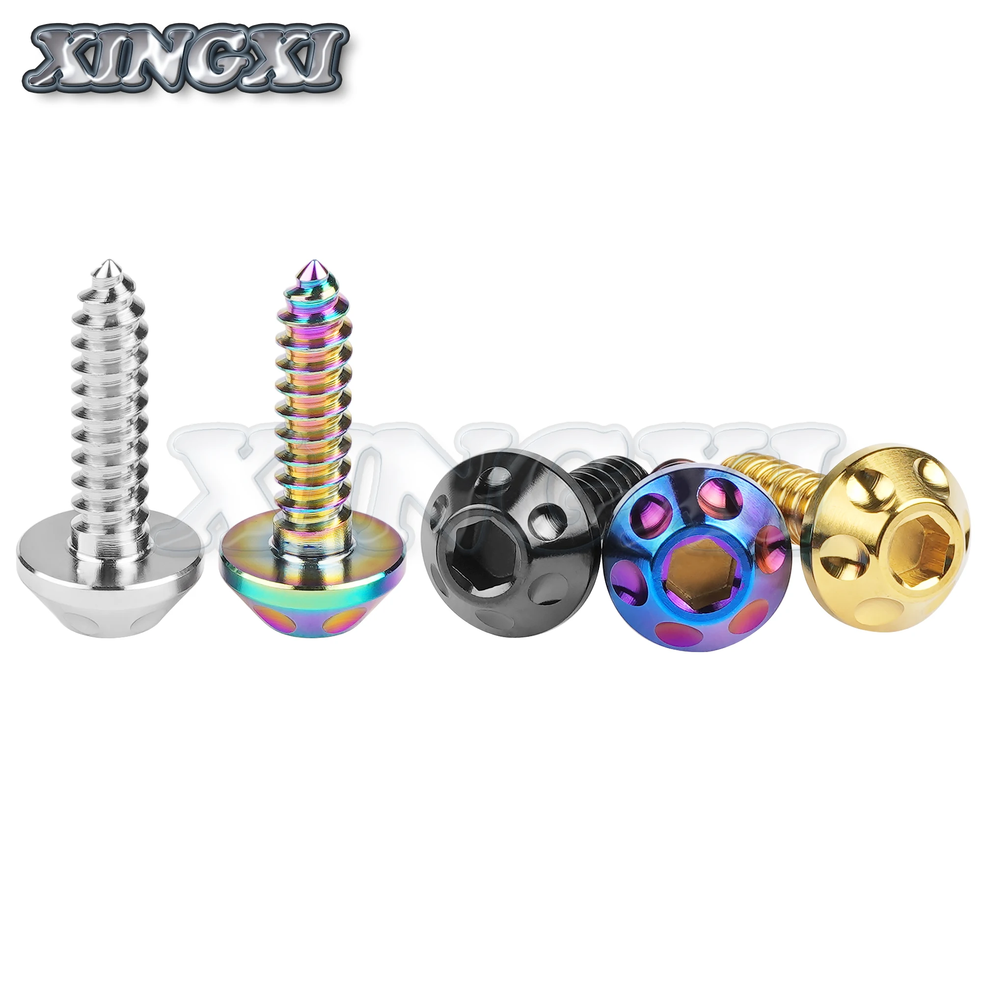 xingxi Titanium Bolt M5x20mm Self-Tapping Button Hex Head Screws Bolt for Motorcycle Bike Car