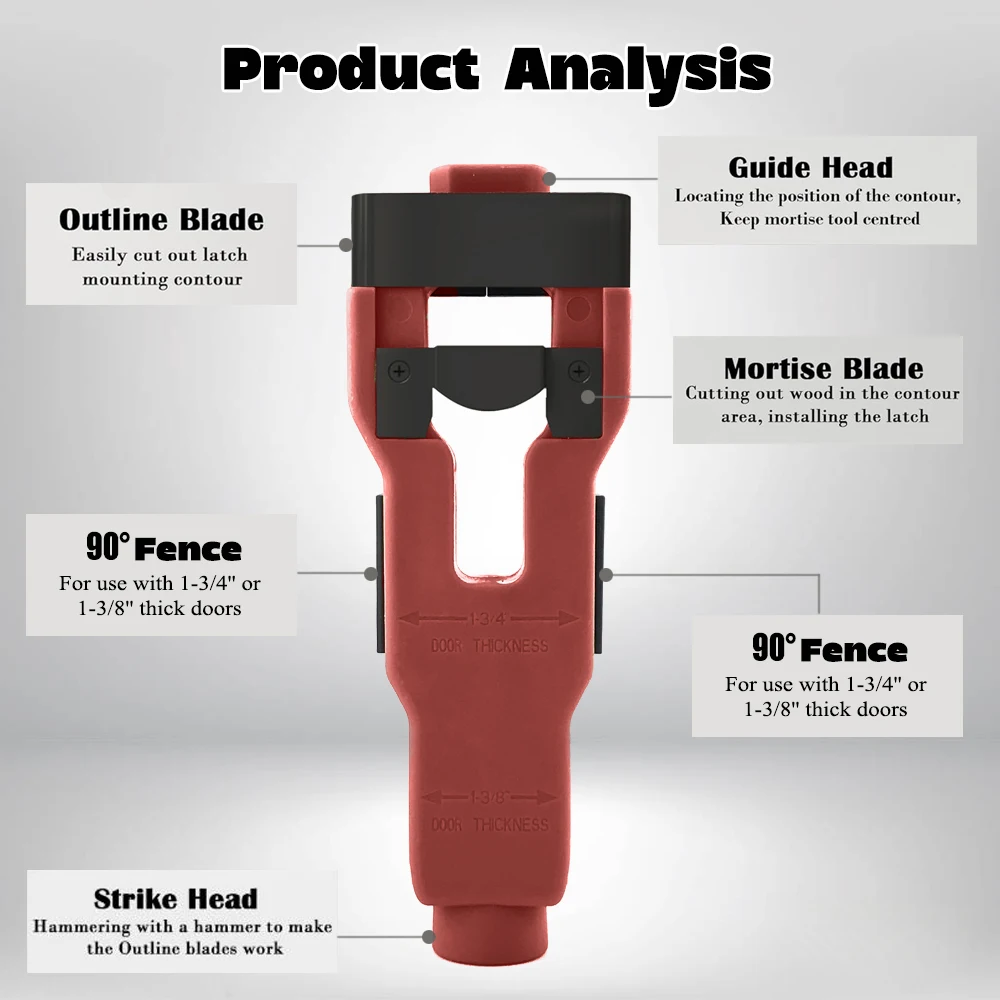 Door Latch Mortise Tool Installation Kit Helps Remove Material Installation Door Latch Tool Use For 1-3/4