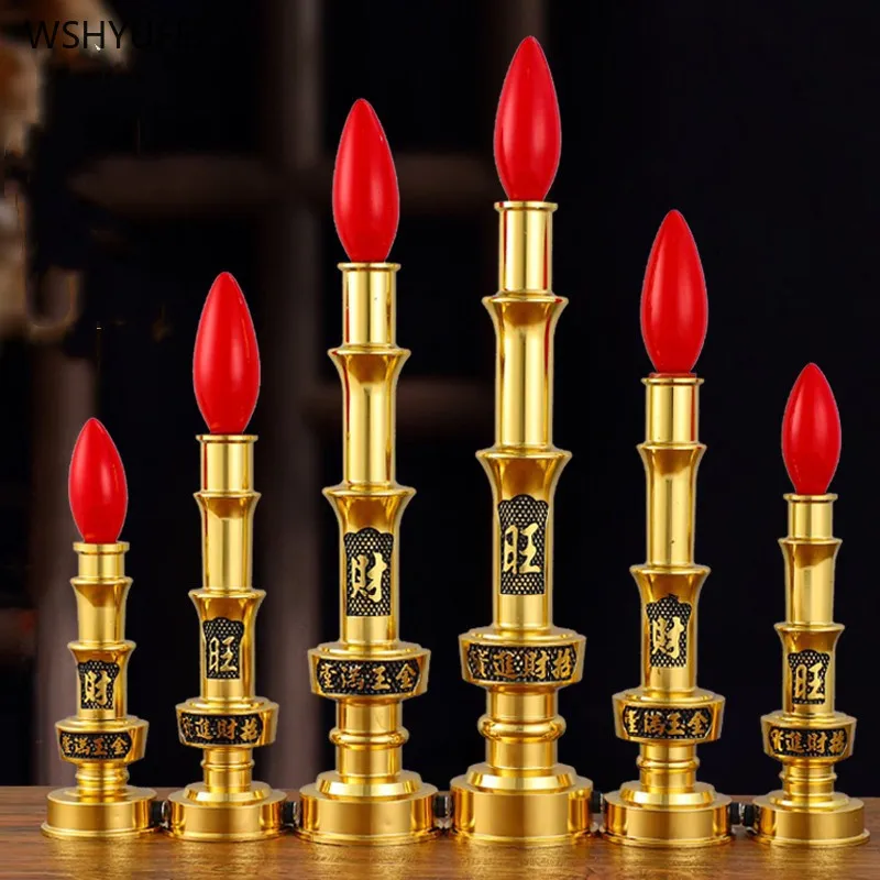 2 Pcs Copper Alloy Candle Holder Buddhist Utensils Home Decoration Pray for Auspiciousness Ensuring Safety Simulated Candlestick