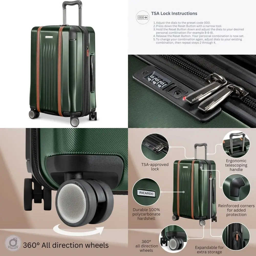 أمتعة صلبة قابلة للتوسيع مع عجلات دوارة مزدوجة، قبضة مريحة للتغليف والتنقل دون جهد، ترقية Montecito 2.0