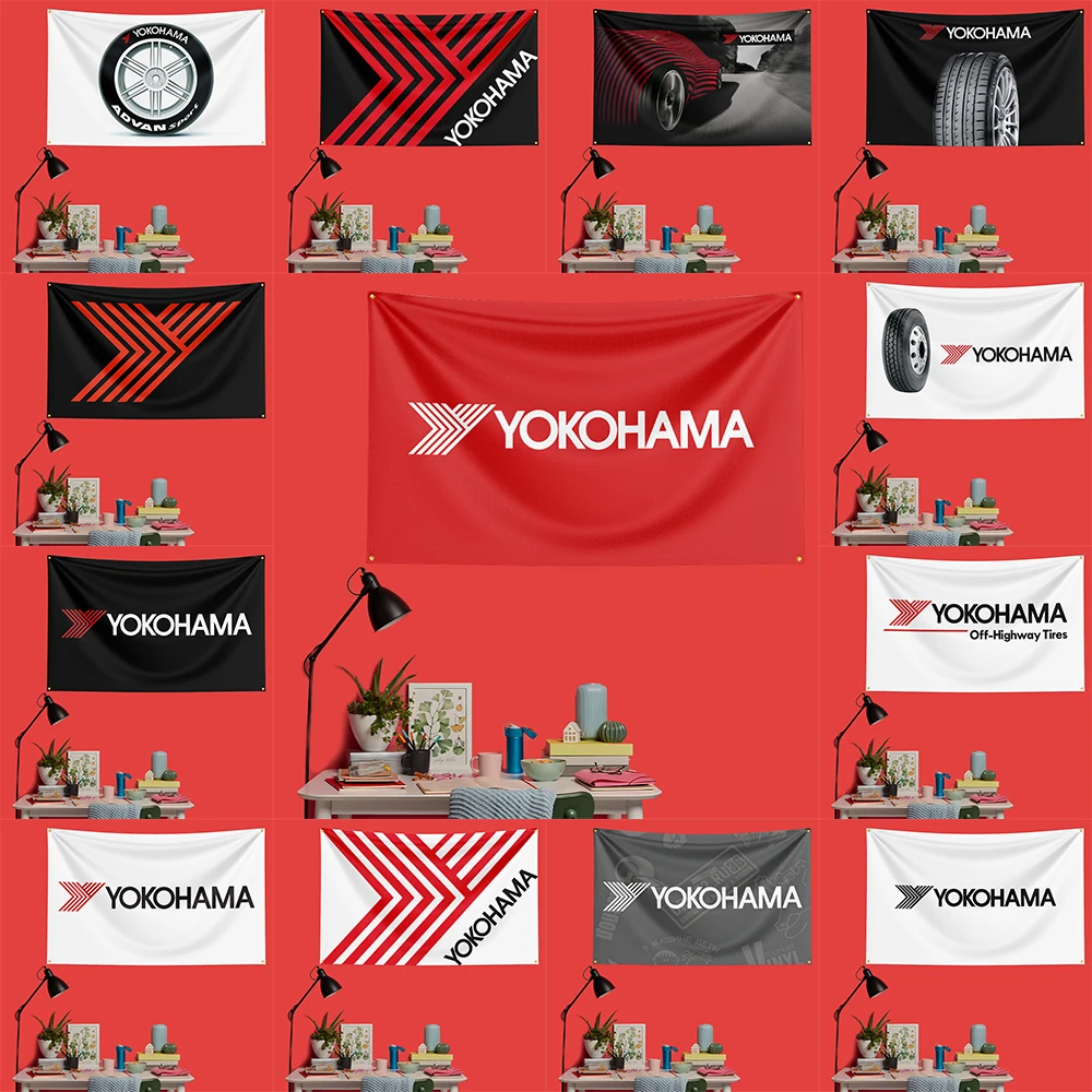 Yokohama Tires Flag   Polyester Garage Wall Decor Banner For Drift Fans
