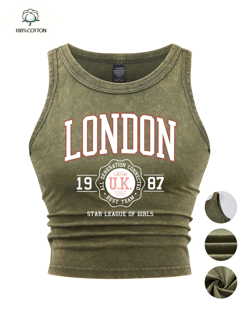 London Uk 1987 Best Team Sports Prints Tank Tops Street Women Cotton Washed T Shirts Tight Thin Basic Sleeveless Summer Clothes