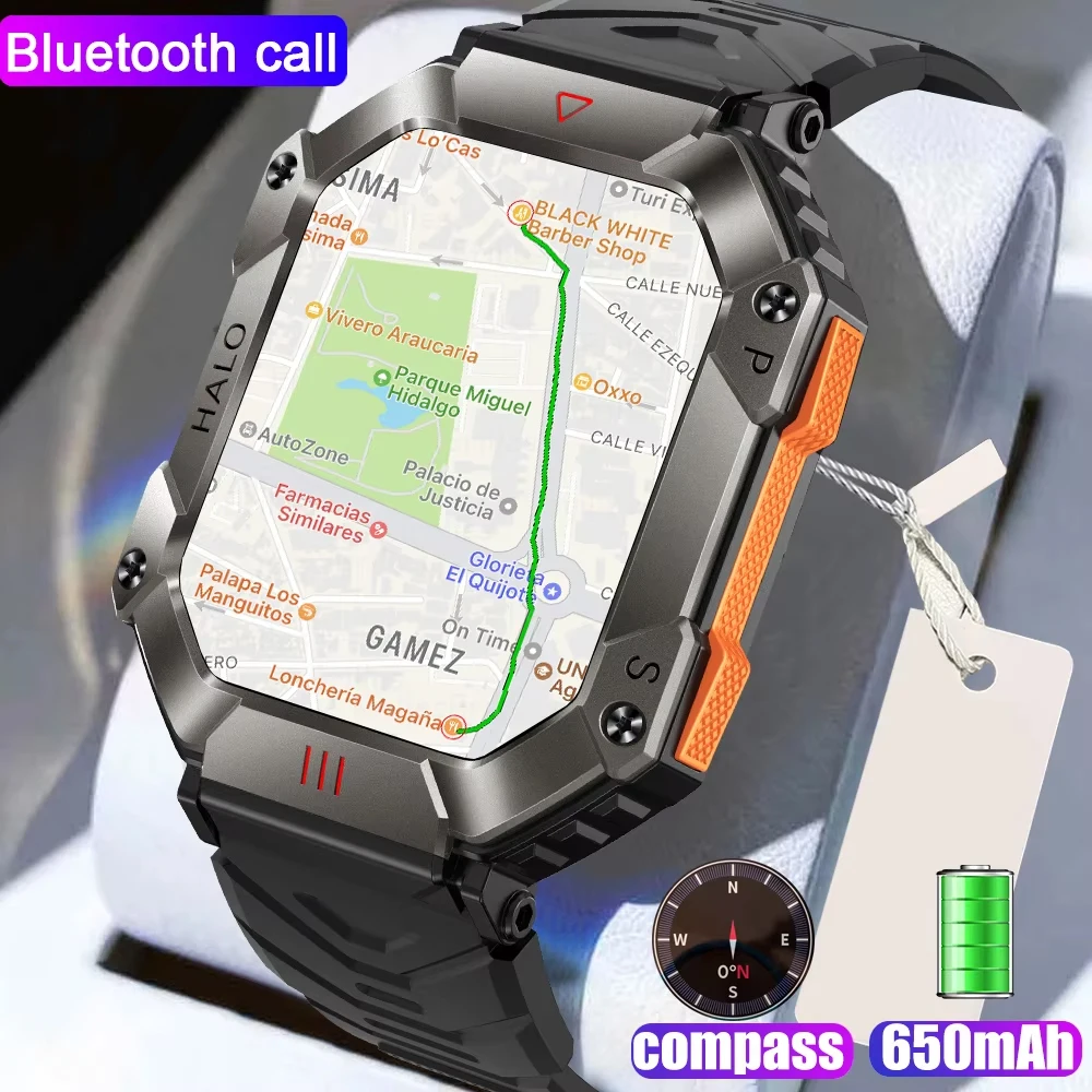 2024 New Military Smart Watch Men GPS Tracker 620mAh Battery Ultra Long Standby Compass Bluetooth Call Outdoor Sports Smartwatch