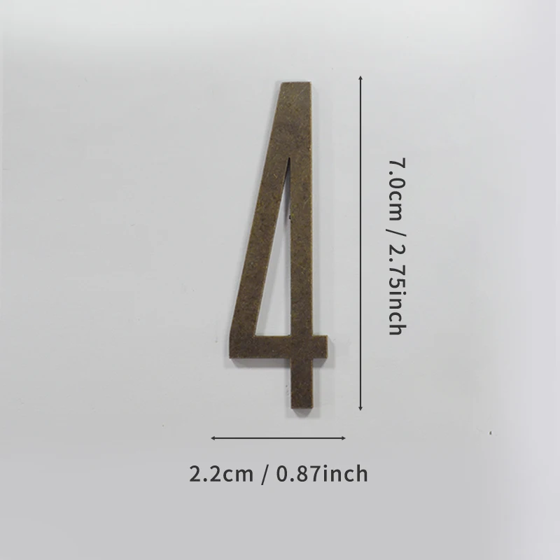 Bronzefarbene Türnummer mit Magneten, 7 cm, Hausnummer aus Metall, Wohnungstürnummer für Outdoor, Hotel, Zuhause, Briefkastenetikett – Detail 10
