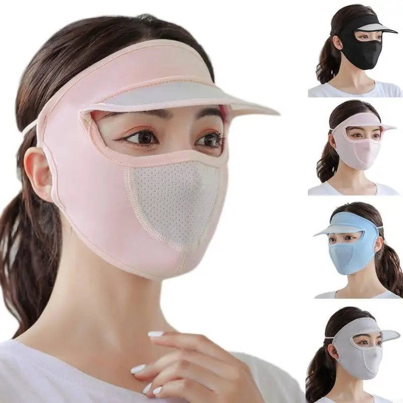 Maschera integrale in seta ghiaccio con scudo da equitazione antipolvere 270D per cappello da sole per mamma sorella Daugh