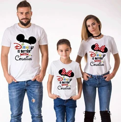 New Disney is Better With Cousins Print Family Matching Shirts Mickey Minnie Mouse Family Look Clothes Disneyland Trip Outfits