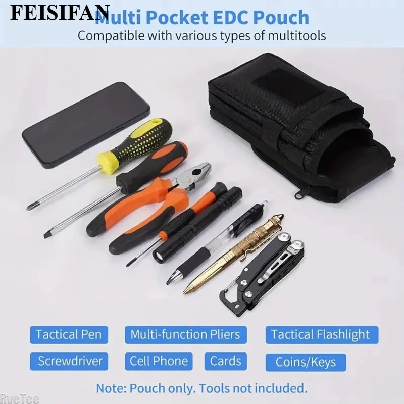 Compact Tactical EDC Belt Pouch Holster Multitool Organizer Sleeve Fits Phone Knife Gear For Electrician Daily Carry