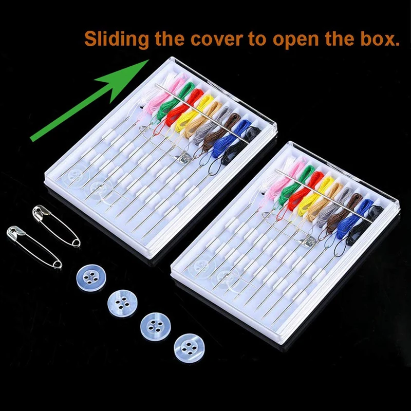 48 Boxes Home And Travel Quick Fix Sewing Kit Pre Threaded Needle Kit, Each Box With 10 Pieces