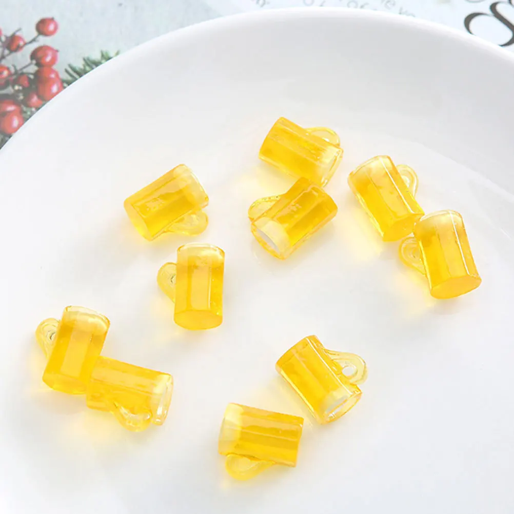

30Pcs Earring Making Accessories Craft Kit Yellow Resin Beer Mug Shapes DIY Decorative Charms for Jewelry Handicraft Projects