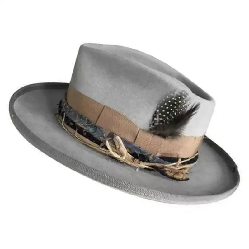 قبعة علوية 39BB من الصوف قبعة فيدورا الساحرة للاحتفال بالتصوير الفوتوغرافي في الشوارع #3