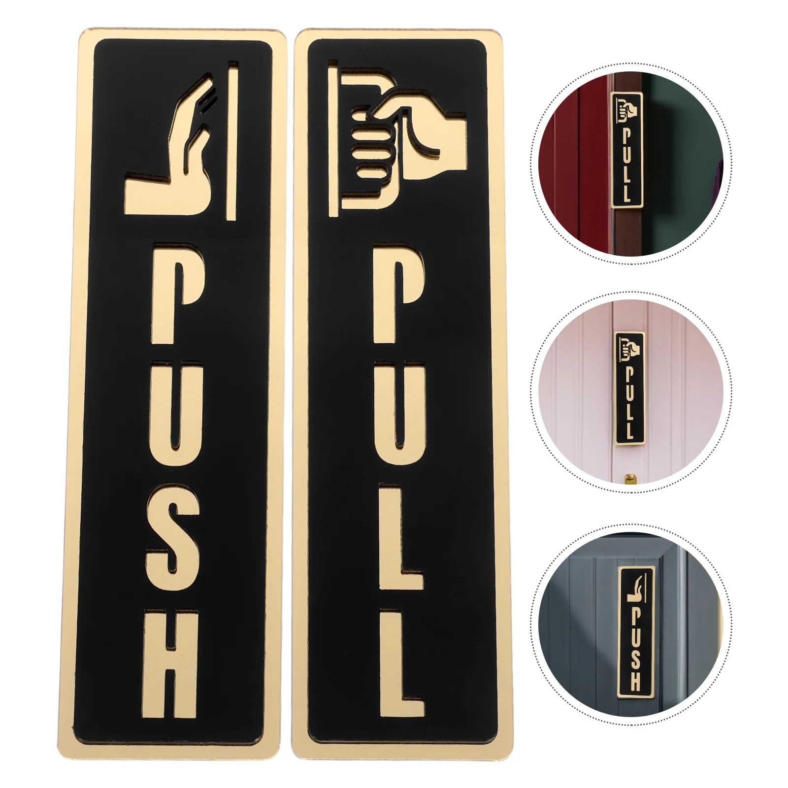 

2pcs Push Pull Door Signs Acrylic Self-Adhesive Sticker For Office Shop Cafe Commercial Use Decorative Plaque Marker