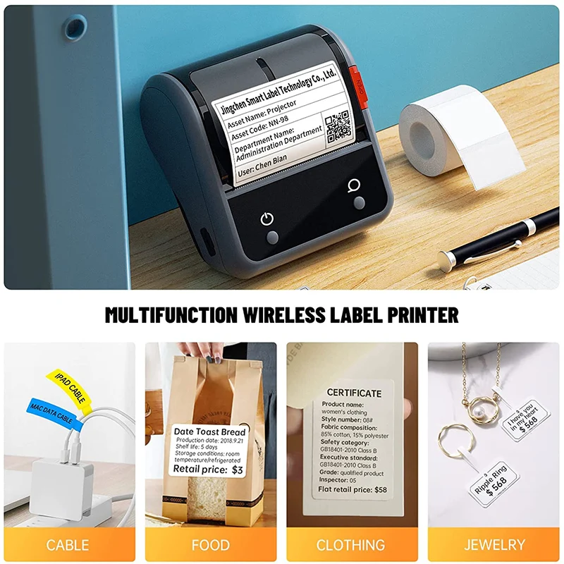 Niimbot B3S 80mm Portable Bluetooth Label Printer Pocket Thermal Label Maker for Cable Jewellery Price Card Support Smart Phone