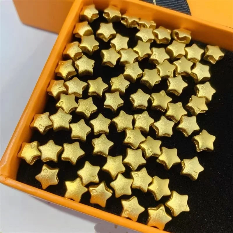 

LABB Full gold 999 pentagram pendant 3D hard gold bead red rope DIY women's boutique jewelry gift D0234