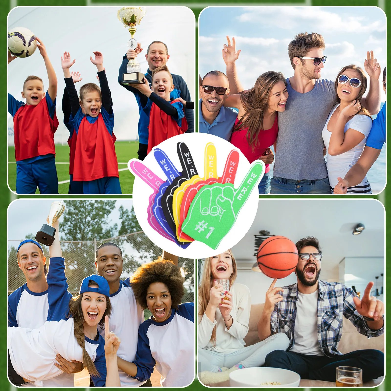 

24Pcs Foam Fingers Soft Comfortable Large Size Cheering Props for Sports Events Party Noise Makers Football Fan Supplies