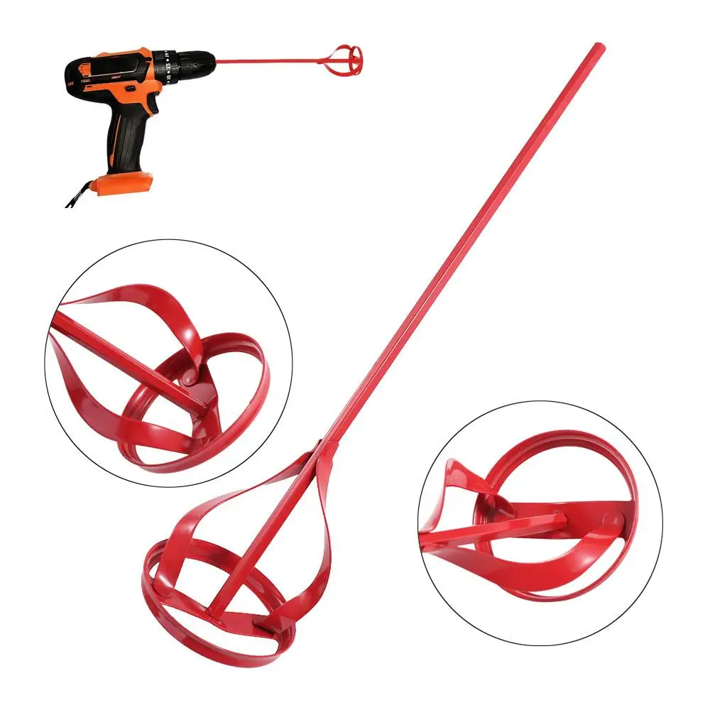Hexagon Shaft Mixer Mixing Paddle Rod Plaster Paint Elongated Electric Cement Stirring Rod Red High Hardness Paint Mixing Rod