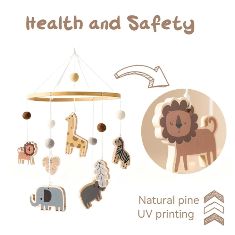동물 유아용 침대 걸이 이동식 천연 소재 무음 모터 회전 감각 장난감 15UB