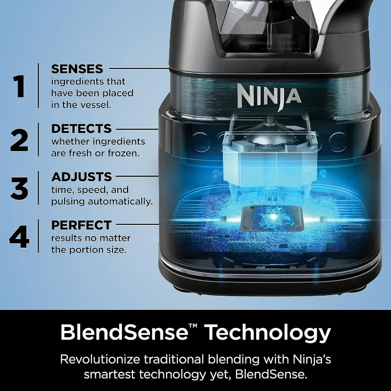 Ninja TB201 Detect Power Blender Pro, BlendSense Technology, For Smoothies, Shakes & More, 1800 Peak Watts, 72 oz. Pitcher