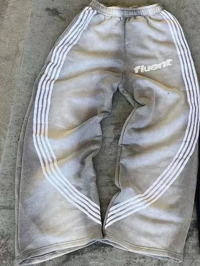 

Y2K Повседневные спортивные брюки в полоску с уличной буквой и капюшоном с эластичной резинкой на талии, свободные широкие спортивные штаны, молодежные весенне-осенние