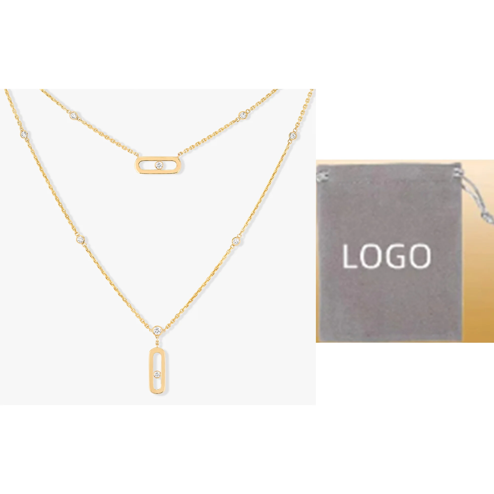 High end fashion Messik - style pure silver s925 elegant MOVE UNO necklace double loop hollow necklace