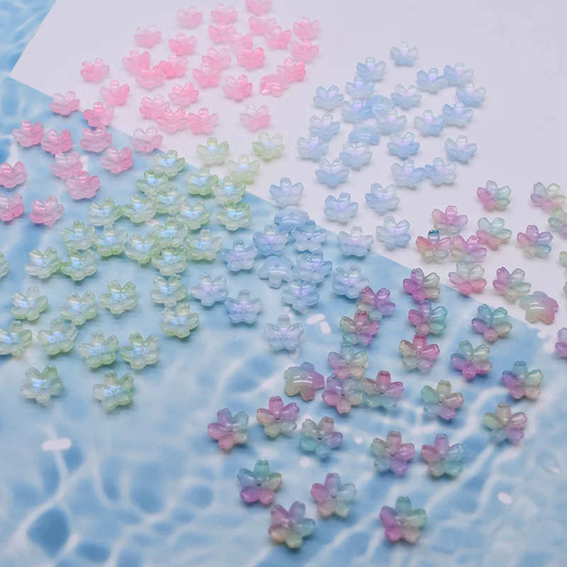 30pcs 10mm  Mix Color Cherry Blossom Bead Czech Glass Loose Beads for Jwelry Making DIY Accessories Handmade