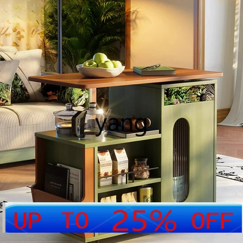 

LTT medieval solid wood tea cabinet living room movable sofa side cabinet