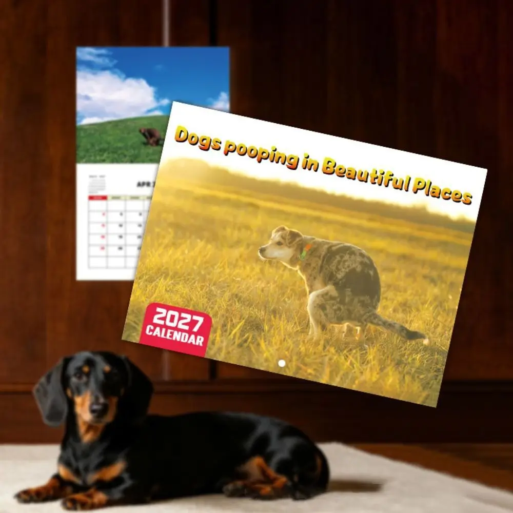 2027 Calendar Wall Calendar Wall Hanging Funny Design Yearly Planner Monthly Layout Funny Dog Calendar Holiday Christmas Gift