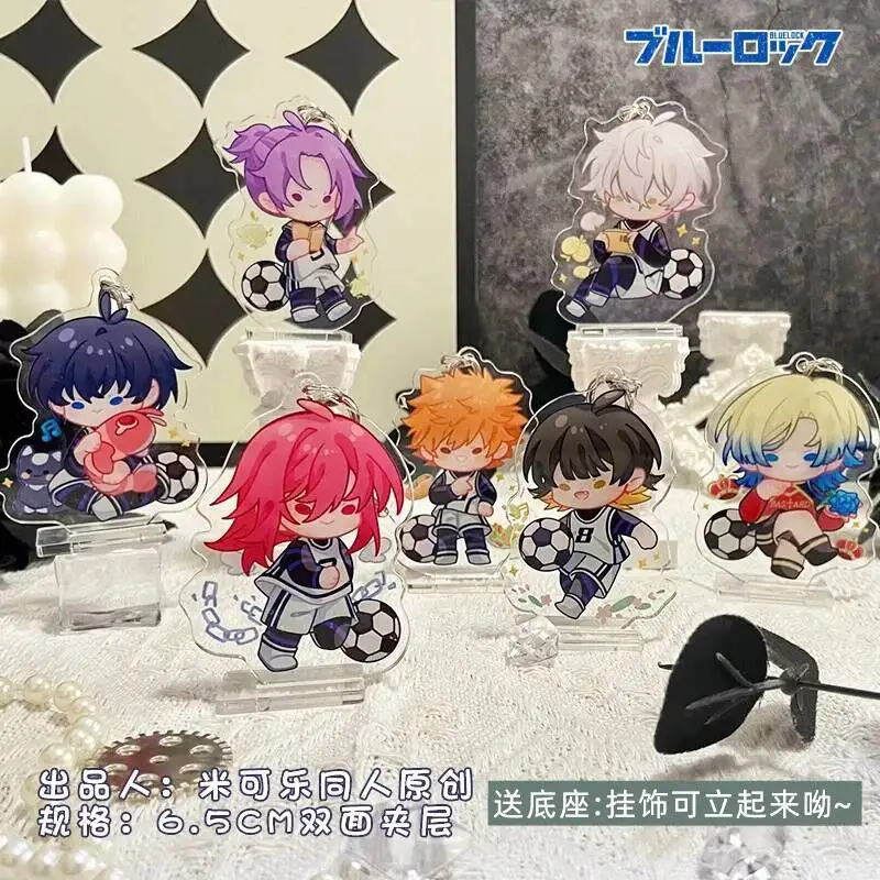 الأزرق قفل تأثيري Seishiro ناجي ريو ميكاجي Isagi Yoichi Bachira Meguru الاكريليك قلادة المدرسية حامل صغير المفاتيح هدية