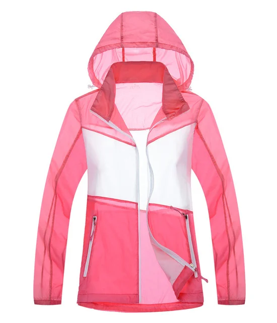 

Women Jacket Outdoor Running Camping Hiking Bike Sport Ultralight Waterproof Color Splicing Light UV Rain Proof Coat