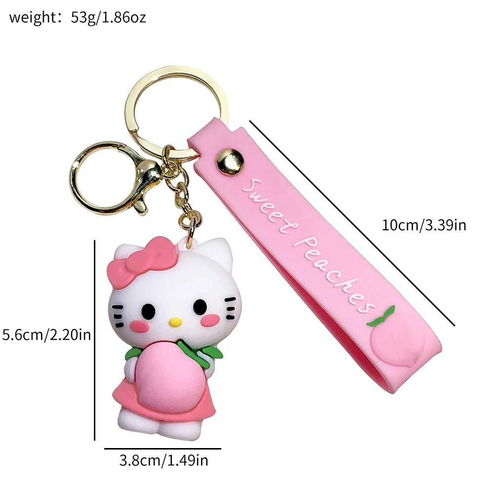 Sanrio Anime Keychains Hello Kitty Melody Kuromi Cinnamoroll Cartoon Dolls Action Figure Model Bags Pendant Keychain Car Keyring