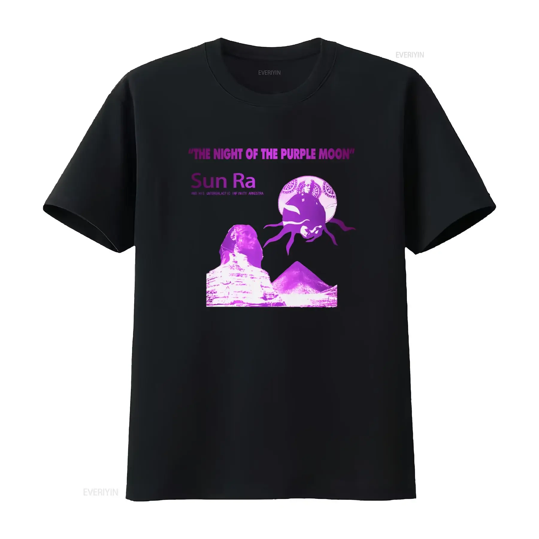 Sun Ra 'The Night Of The Purple Moon' T Shirt Egyptian Sphinx Pyramid Design vintage Washed streetwear Unisex fashion Versatile