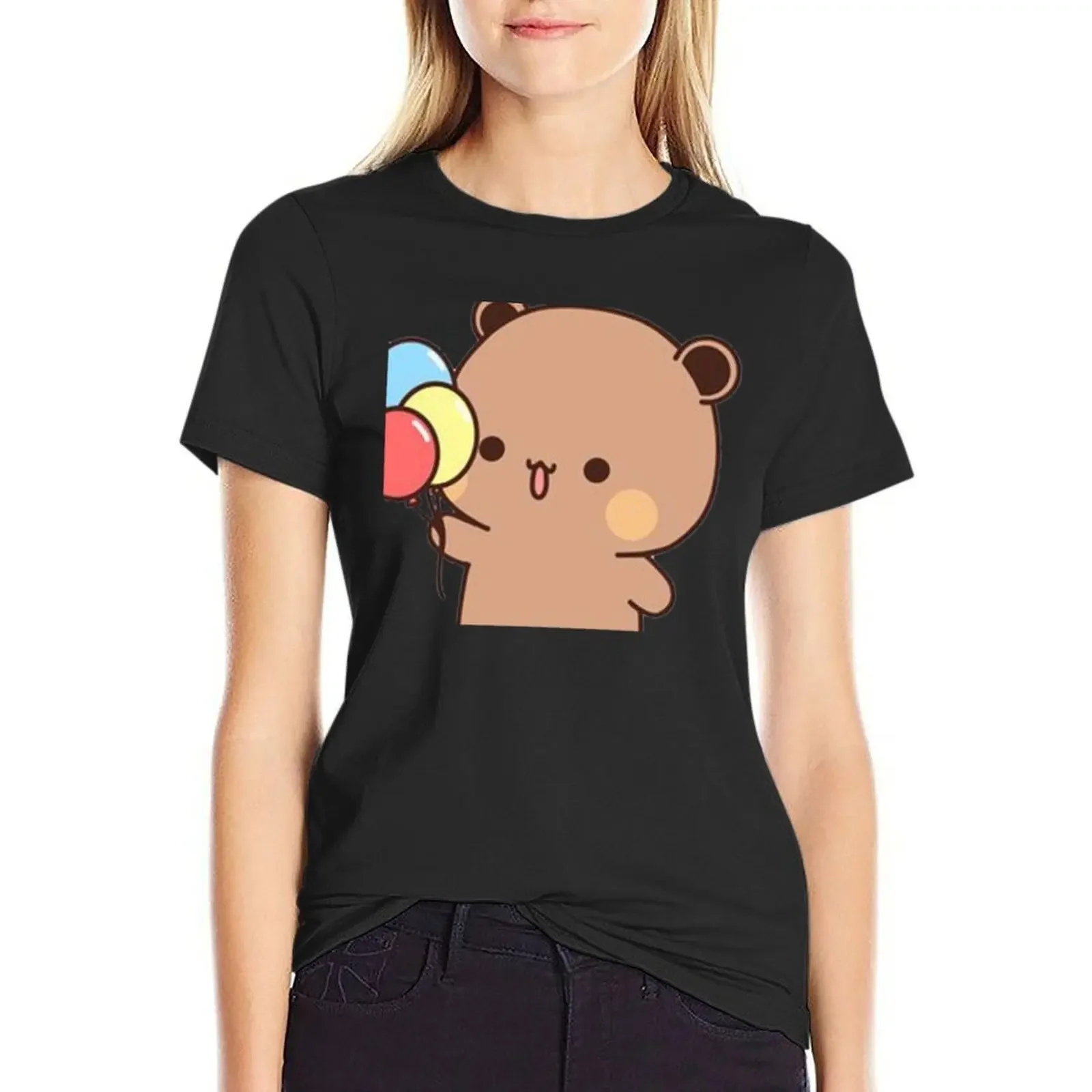 

Cute Dudu Is Giving Balloons To Bubu T-Shirt shirts graphic tees anime clothes heavyweights tops korean Women's clothes