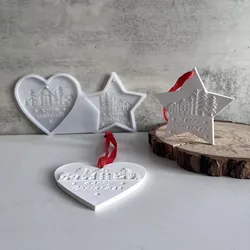 Heart Pentagram House Tree Pattern Hanging Plaque Silicone Mold Merry Chrismas Pendant Decoration Plaster Mould
