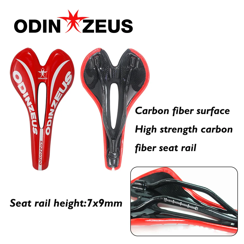 ODINZEUS-Carbon Fiber and Leather Mountain and Road Bike Saddle, Comfortable and Breathable, MTB Bicycle, Front Seat, 5 Colors