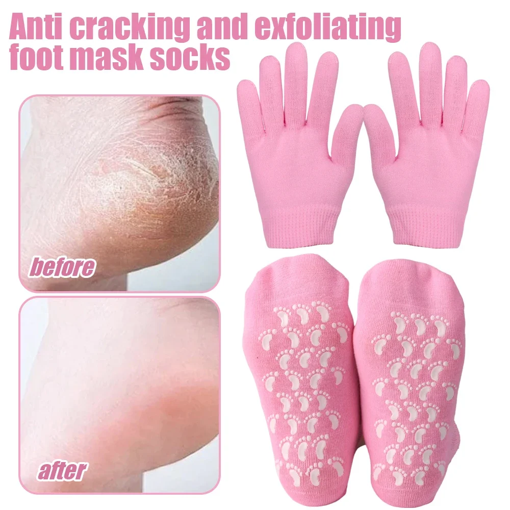 Masque hydratant en Silicone, chaussettes exfoliantes réutilisables, gants de protection Anti-fissure, outils pour enlever la peau sèche et morte, soins des mains et des pieds