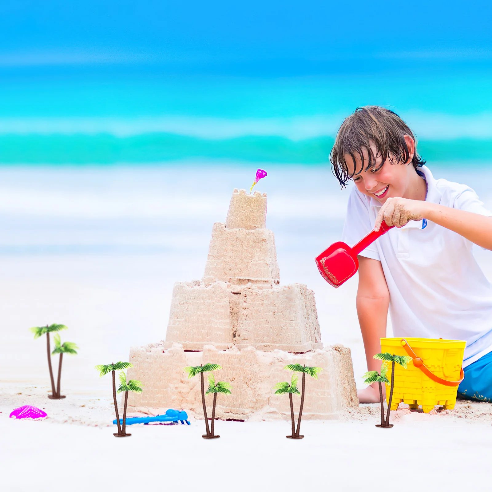 

12 Pcs Betta Fish Simulated Coconut Tree Decoration Office Mini Landscape Palm Figures