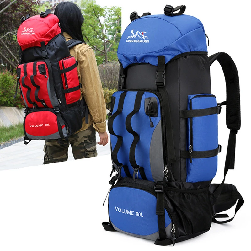 

90L Waterproof Hiking Trekking Bag Backpack Rucksack Large Capacity Travel Bagpack Outdoor Sports Bags Camping Equipment X507A