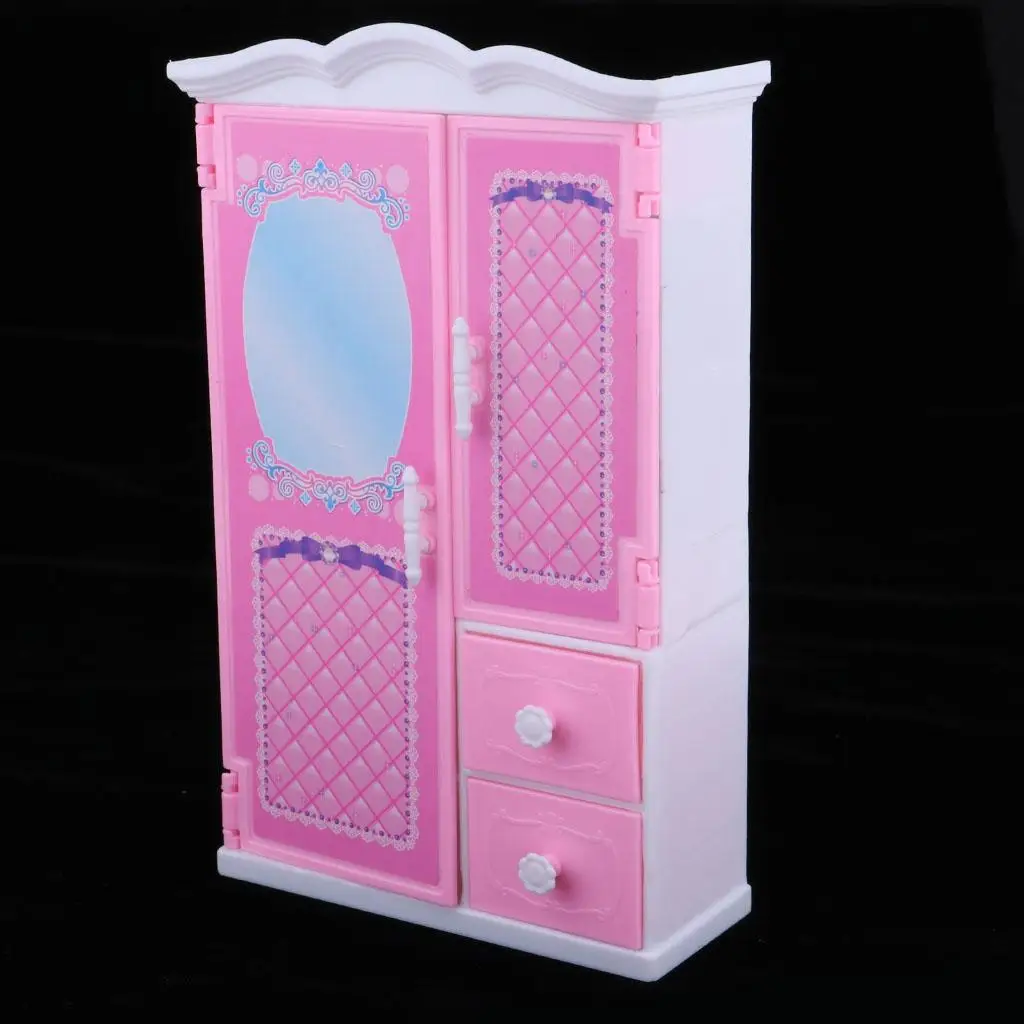 패션 인형 옷장 미니어처 플라스틱 옷장 인형집 1/6 가구 세트 역할 놀이 및 어린이 선물용