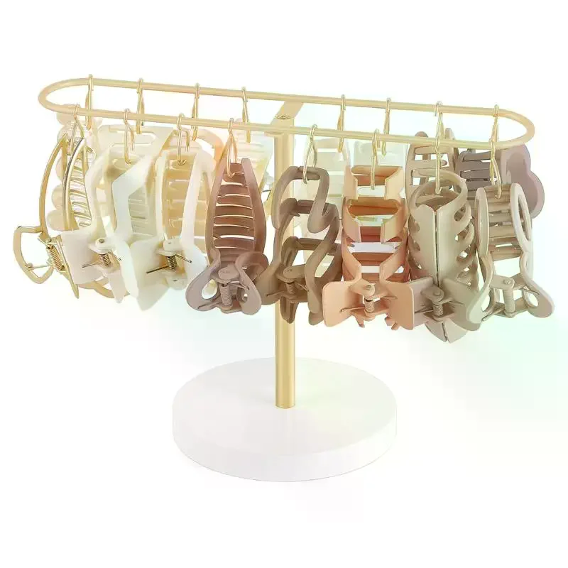 Display Stand Headbands Holder Hair Clip Display Rack Metal Claw Clip Storage Rack With 16 Hooks Multifunctional