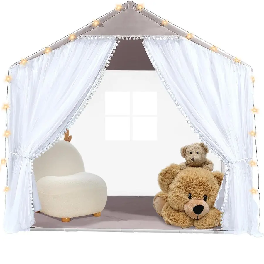 Tiendas de campaña Teepee para interiores y exteriores, tienda para niños pequeños, tienda de juegos para niños, tienda grandeCastleGrey