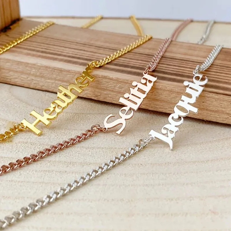 

Customized Name Necklace For Women Mens Stainless Steel Cuban Chain Choker Nameplate Pendant Collarbone Chain Jewelry Gift