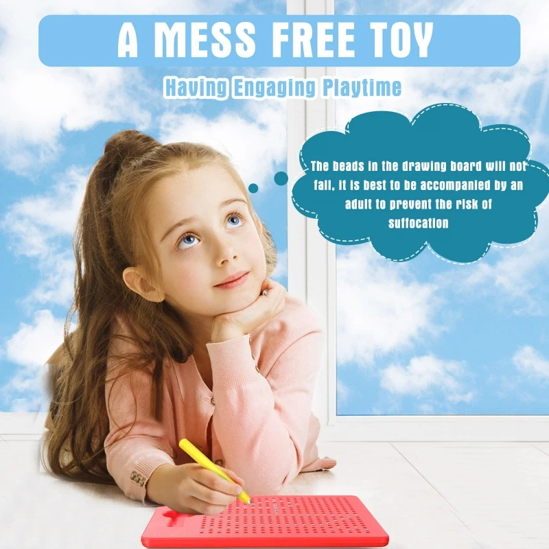 Tableta magnética, tablero de dibujo, cuentas de acero, lápiz óptico, cuentas, juguetes educativos de aprendizaje de escritura, regalos de cumpleaños para niños