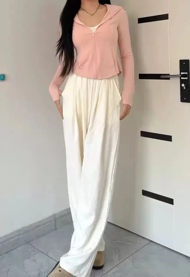 Pantalon à jambes larges irrégulier pour femme, en mousseline de soie, coupe Baggy, salon moderne, doublure polaire, velours gaufré, doublure Sherpa superposée, hiver