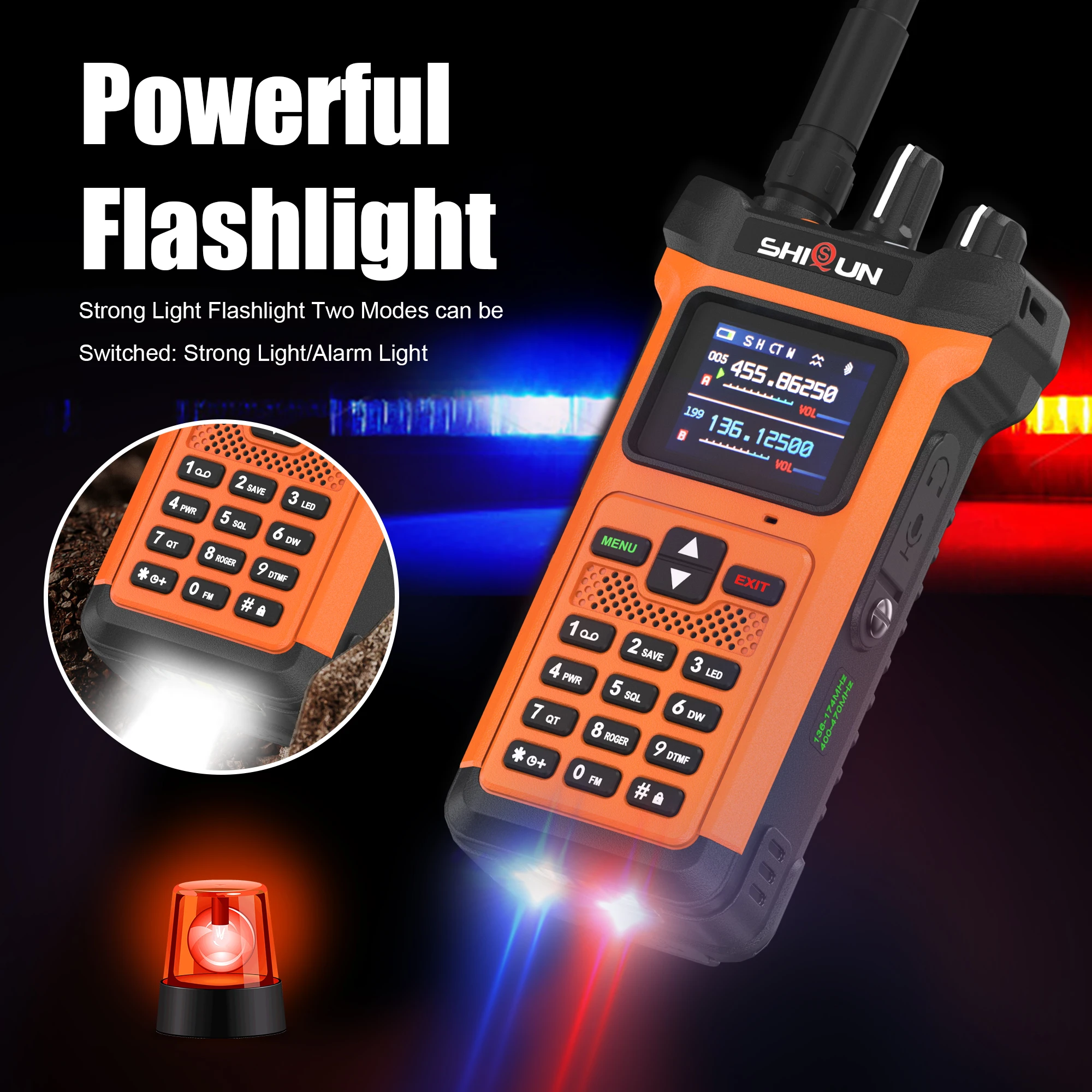 SQ-8500 20W 長距離トランシーバー 周波数ホッピング マルチバンド USB Type-C VOX IP54 アラーム 大容量 FM デュアルバンド ラジオ