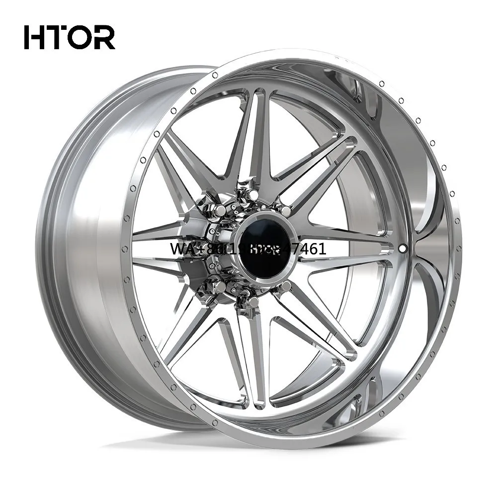 

Кованые внедорожные диски HTOR Custom 22x12 24x14 8x165.1 8x170 с глубокой полкой, 8 отверстий, полированные, для пикапов