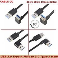 90 grados USB macho a macho 5Gbps datos usb3.0 arriba abajo izquierda ángulo recto USB un Cable tipo A macho a recto 3,0 tipo A macho