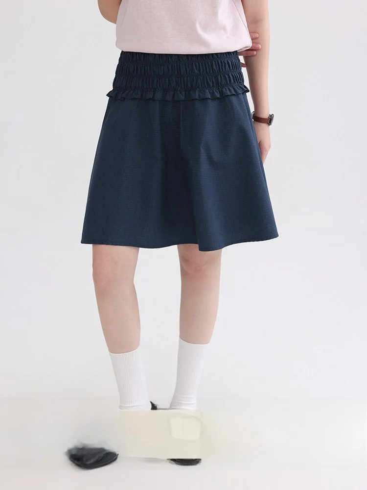 

High Waist Floral Short Skirt Women's Elastic A-Line Plaid Skirt Summer New Style Commute Korean Version AMUU Original