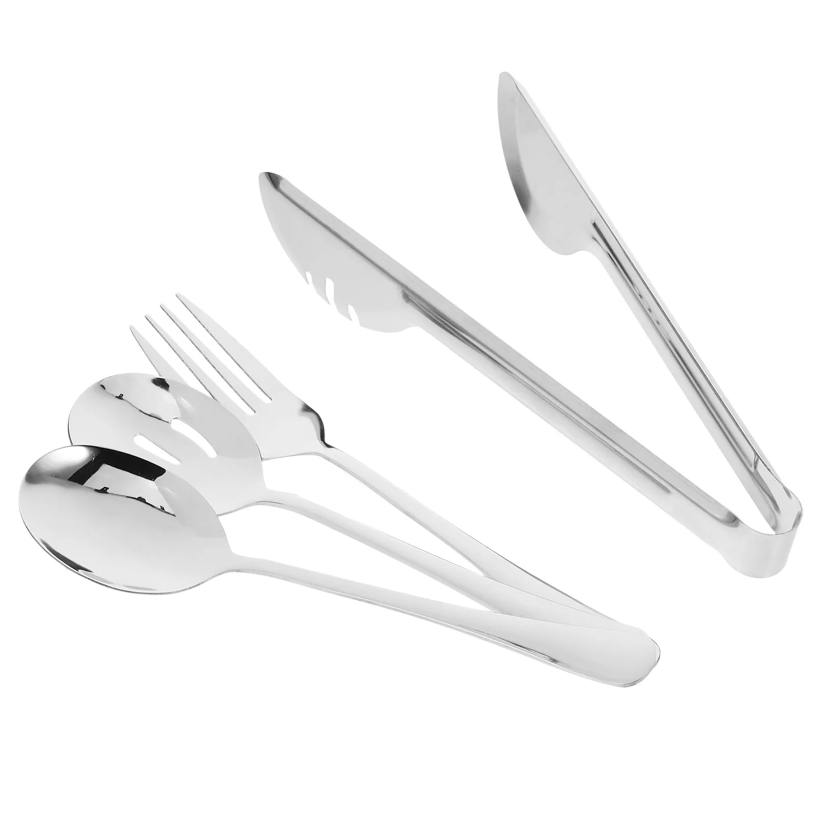 

1 Stainless Steel Utensil Set Ergonomic Handle For Home Restaurant Hotel Party Serving Spoons Buffet Reusable Portable Tableware